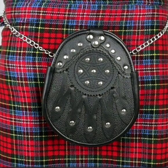 Highlander Scottish Kilt Sporran With Celtic Craft Stone Black Men Sporran NEW - Picture 7 of 8